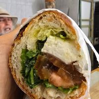 Sandwich from new restaurant next door. at Vromage Dairy-Free Cheese Shop in West Hollywood