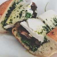 Mozzarella baguette sandwich  at Vromage Dairy-Free Cheese Shop in West Hollywood