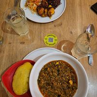 Fufu mit Okra Sauce und Waakye at Afropot Berlin  in Berlin