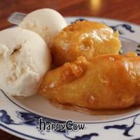 Fried banana with vanilla ice cream...Tastes like heaven. at Vegegården in Malmo