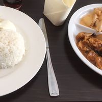 Two choise dish with rice at Vegegården in Malmo