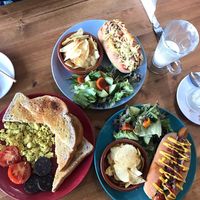Scrambled tofu; meatball sub; original dog at The Old Hardware Shop in Liverpool