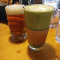 lavender matcha latte (w/almond milk) at Notchtop Bakery and Cafe in Estes Park