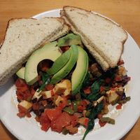 veggie hash (w/tofu, add avo, sourdough toast) at Notchtop Bakery and Cafe in Estes Park