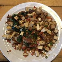 Veggie hash with tofu, sub onions for mushrooms  at Notchtop Bakery and Cafe in Estes Park