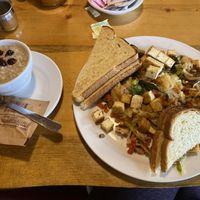 Veggie hash with Cajun tofu + sourdough dry toast  at Notchtop Bakery and Cafe in Estes Park