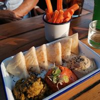3 dips (dahl, muhammara, babaganoush) at Ona Beach Bar in Roses