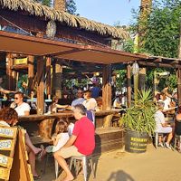 Terrace at the beach at Ona Beach Bar in Roses