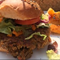lentil burger at Eugens Bio Cafe Restaurant in Konstanz