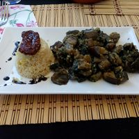 Aubergines and bulgur at HōnestBar:Ibiza  in Ibiza