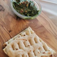 Spinach and avocado entree with pita at Gran Aladino in Corfu