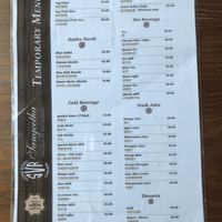 Menu back at Sangeetha in Kowloon