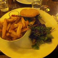 Vegan burger with cheese at Brasserie LoLa in Paris