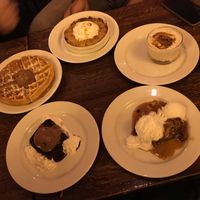 Waffle, chocolate cake, parfei, apple pie, arroz con leche.  at Brasserie LoLa in Paris