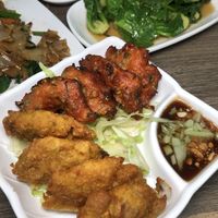 Fish and shrimp cake platter at Thai Vegetarian Food 泰國素食 in Kowloon