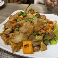 Flat rice noodles with basil   at Thai Vegetarian Food 泰國素食 in Kowloon