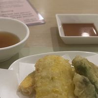 Tempura + dipping sauces  at Isoya Japanese Vegetarian in Hong Kong Island