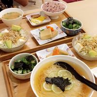 Okra, tofu, avocado salad and lime somen at Isoya Japanese Vegetarian in Hong Kong Island