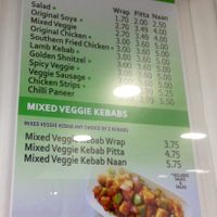 Menu board at The Veggie Corner in Coventry