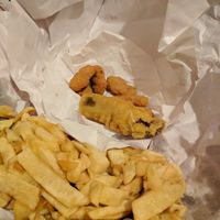 Vegan battered sausage, nuggets and chips at The Veggie Corner in Coventry
