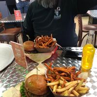 Veggie burger with fries (is vegan without cheese) at Bingo Burger in Pueblo