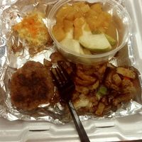 Vegan Build Your Own Breakfast - sausage, eggs, potatoes, and fruit cup. at Alfalfa Restaurant in Lexington