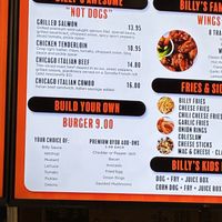 Menu   at Billy's Gourmet Hot Dogs in Gulf Shores