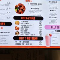 Menu   at Billy's Gourmet Hot Dogs in Gulf Shores