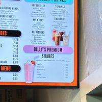 Menu  at Billy's Gourmet Hot Dogs in Gulf Shores