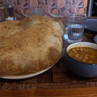 Chickpea Curry with Fried Sourdough   at Seriously Vegan in Austin