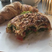 Sandwich tofu guacamole + croissant  at Schneider's in Frankfurt