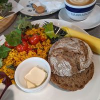 scrambled tofu at Schneider's in Frankfurt