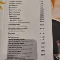 Drinks with allergens' information at Bar Zoi in Malcesine