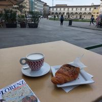 Vegan chocolate croissant and cappuccino at Shake Cafe - Santa Maria Novella in Florence
