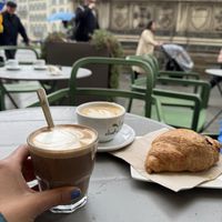 Mushroom latte and cappuccino with oat milk - pastry not vegan!  at Shake Cafe - Santa Maria Novella in Florence
