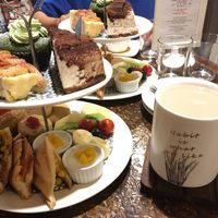 Afternoon tea set (NT$499) and rose soymilk tea at Veganday Cafe in Taichung