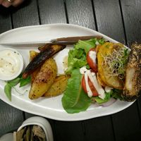 The lot burger plus wedges at Nurcha Maroochydore in Buderim