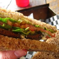BLT sandwich with seitan bacon. Fabulous. at Antidote Bouffe Vegane in Montreal