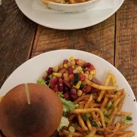 Poutine and Burger Mexicano at Antidote Bouffe Vegane in Montreal