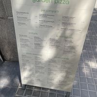 Menu outside  at Garden Pizza Consell de Cent in Barcelona