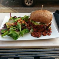 socal burger with chili and guac at SOL CAL Cafe in San Diego