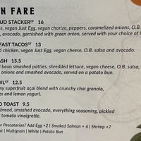 Vegan portion of menu   at Orange Blossoms in Jacksonville