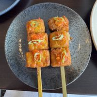 Tempeh sate (house made tempeh)  at PADI Indonesian Restaurant & Wine Bar in Los Angeles
