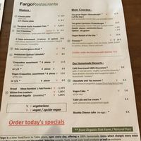 The menu offers a lot of vegetarian and vegan options. They also have a menu of the day. at Fargo in Sevilla
