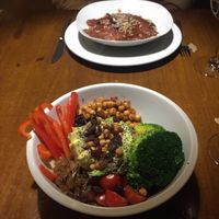 Buddha bowl and raviolli  at Fargo in Sevilla