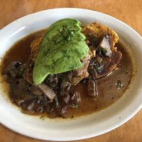 Sweet potato biscuit with mushroom gravy and avocado- must try!! at The Post in Nashville