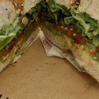Tomato avo bagel at Bus Stop Cafe Kaikoura in Kaikoura