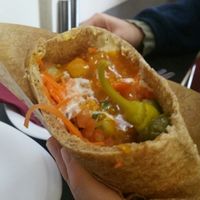 Half and half - hummus and falafel  at Humpit in Leeds
