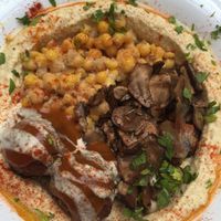 Hummus bowl with added mushrooms  at Humpit in Leeds