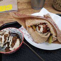Filled pita with a side of cauliflower and tahini at Humpit in Leeds